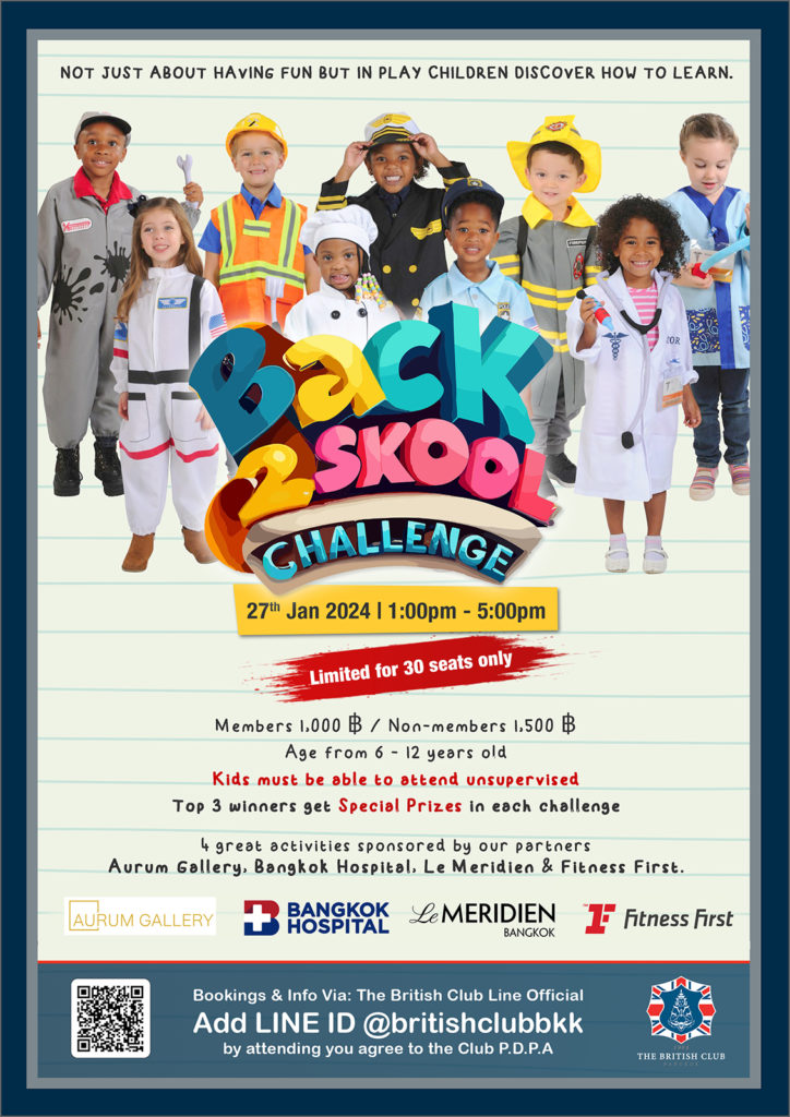 Back 2 Skool Challenge - 27th Jan 2024 - The British Club Bangkok